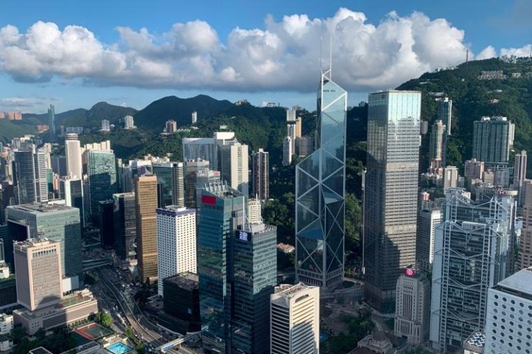 香港金融中心区。（路透）