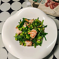 #夏日鲜味轻享健康#韭苔虾仁毛豆子的做法图解12