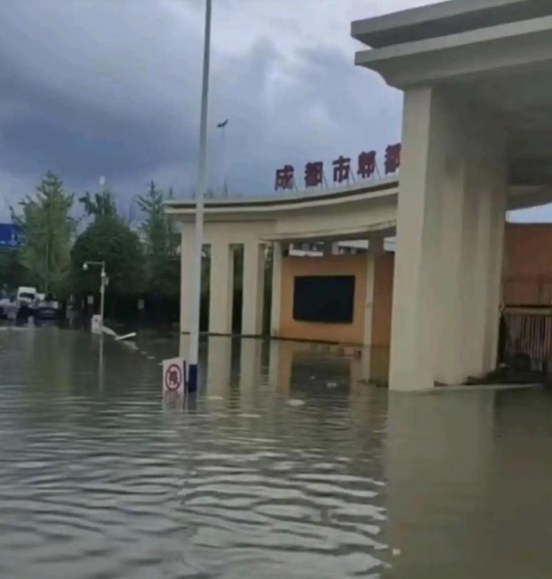 成都29日降下暴雨,一小时的雨量等于三个西湖的水量。(取材自微博)
