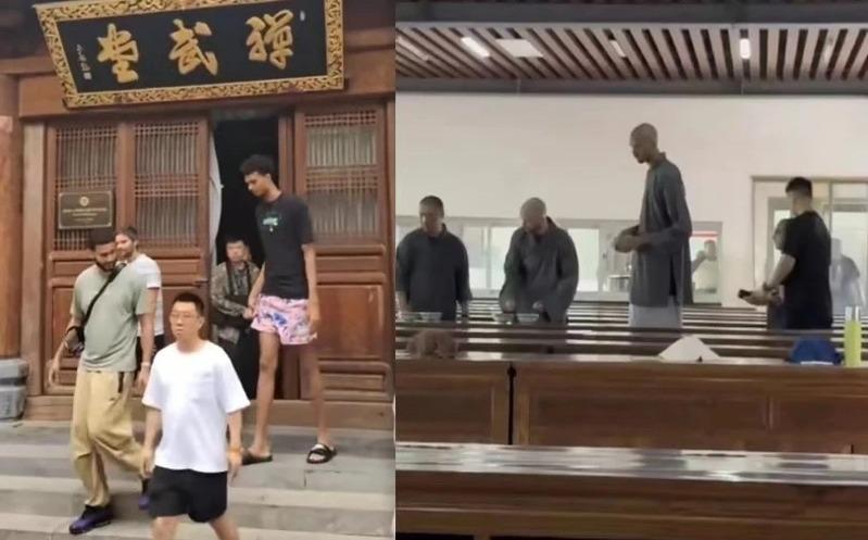 NBA球星温班亚玛体验少林寺剃度闭关修行。(取材自顶端新闻)