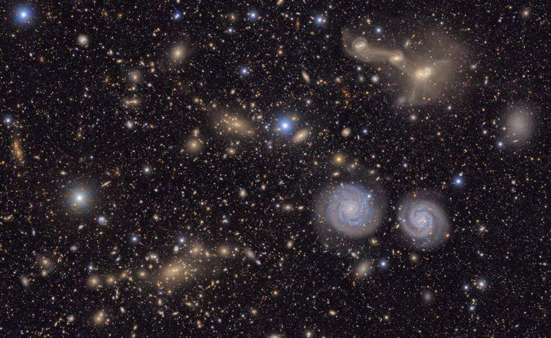 鲁宾天文台拍到的部分室女座星系团。(美联社)
