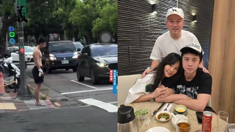 孙安佐（左）被目击街头半裸。(取材自黑色豪门企业、脸书)