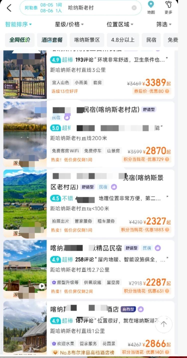 新疆旅游热度升高，民宿价格也节节攀升；示意图。（取材自小红书）