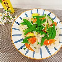 低卡减脂餐!荷兰豆炒藕片(荷塘月色)的做法图解15
