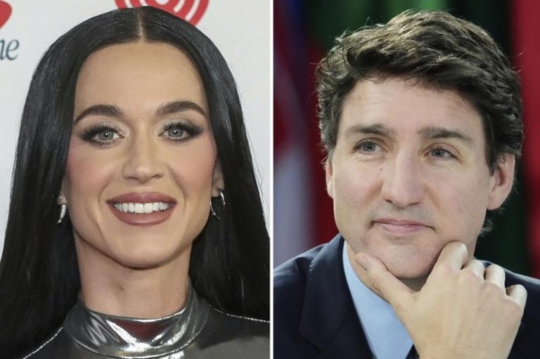 美国歌手凯蒂佩芮（左图）近日被直击与前加拿大总理杜鲁多共进晚餐。(美联社)