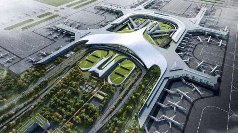 上海第三机场南通新机场示意图。（取材自railmetrochina.com）
