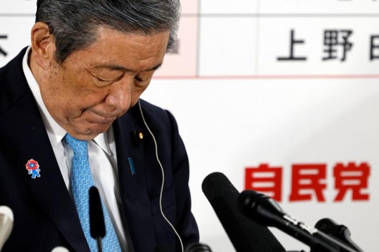 日本自民党干事长森山裕若因参院选举结果引咎辞职，石破茂执政将遭遇更大阻力，甚至恐影响石破茂宣布下台的时机。(路透)