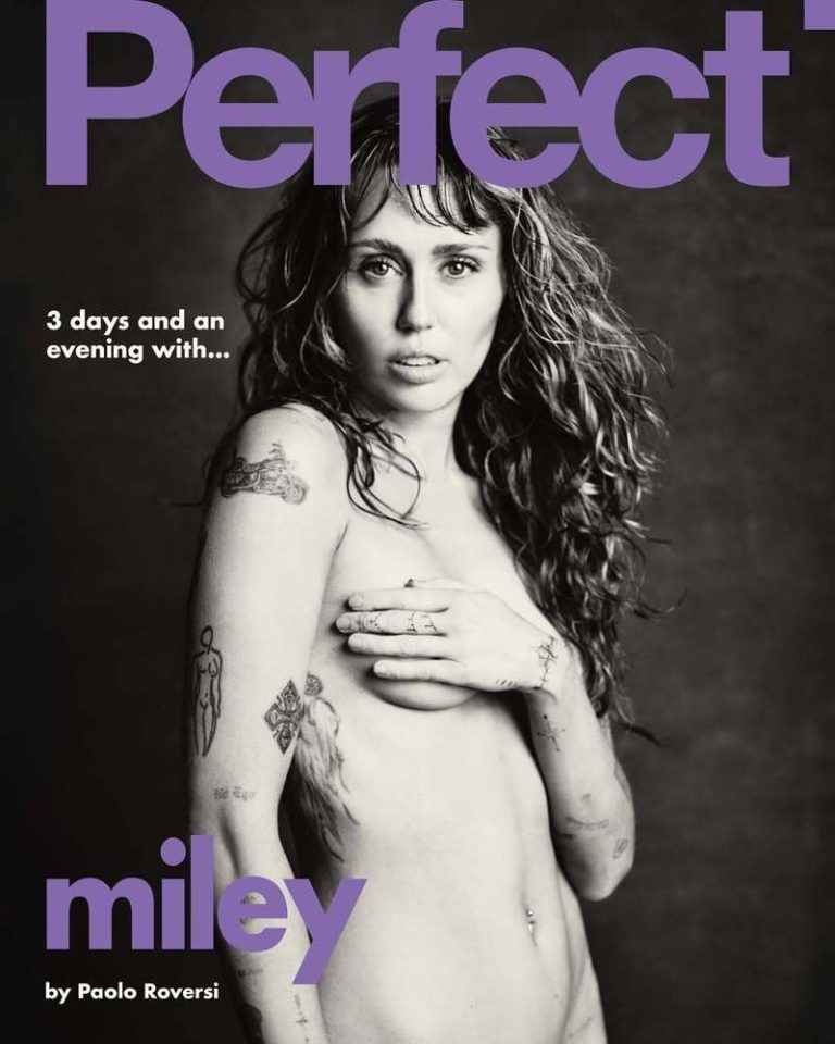 麦莉全裸登上「Perfect」杂志封面。（取材自Instagram）