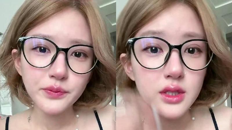 赵露思直播痛哭,眼泪一颗颗落下来。(取材自赵露思抖音)