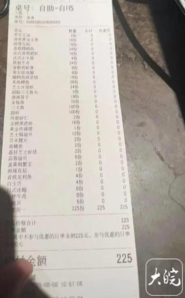 女子吃自助餐点了100份鲑鱼。(取材自大皖新闻)