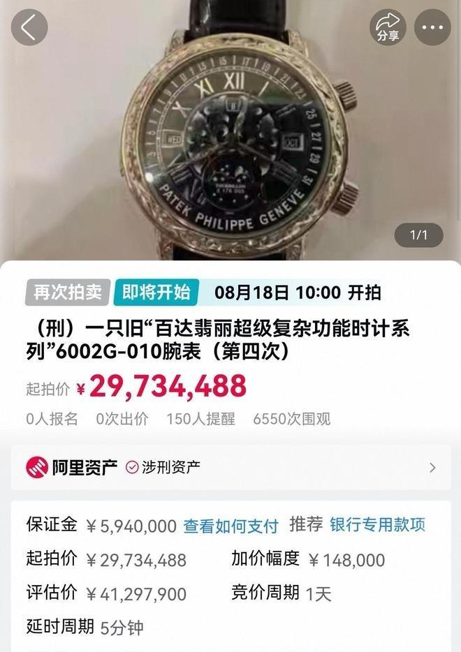 百达翡丽腕表拍卖资讯。(取材自红星新闻)