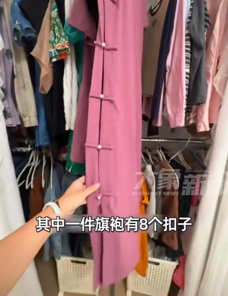 女子怀疑自己买到的旗袍是寿衣。(视频截屏)