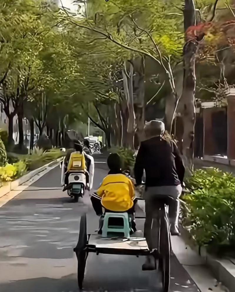 图为此前福建一名63岁老人接4岁孙女放学，孙女多次拉住爷爷劝阻他不要闯红灯，但爷爷不听，最终祖孙两人都被车撞上。(视截截屏)
