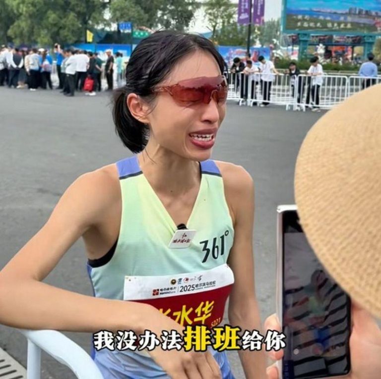张水华赛后哭诉「望领导支持调休跑马拉松」，引发关注。（取材自澎湃新闻）