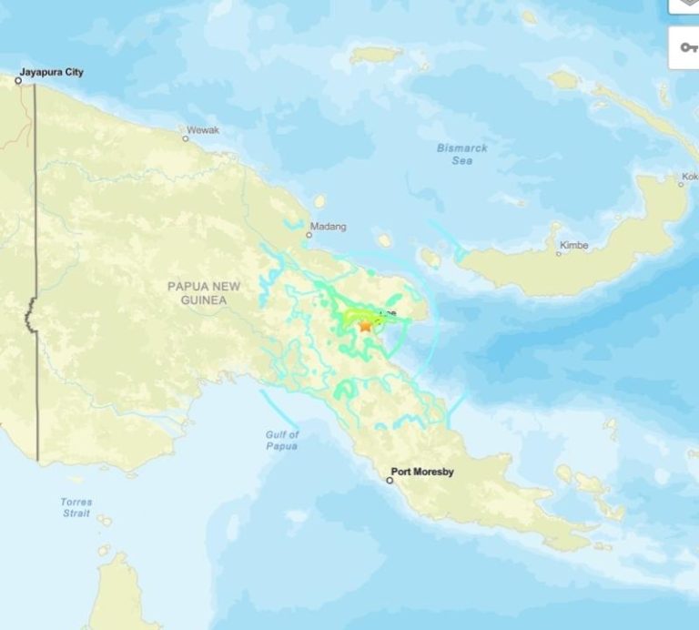 巴布亚新几内亚发生规模6.6地震。（取自美国地质调查局）