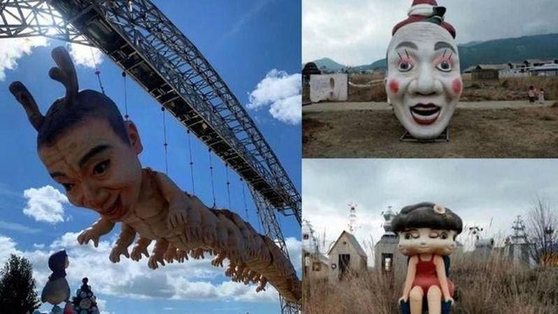 云南荒野之国景区因「画风诡异」引发网络争议。(取材自潇湘晨报)