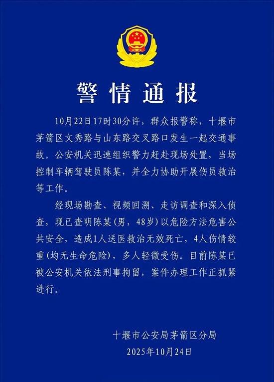 22日傍晚，湖北十堰市重庆路小学旁发生轿车冲撞人群事件，3天后当地官方通报称此事造成1死4伤，图为网传现场情况影片截屏。（图／截自X「李老师不是你老师」）