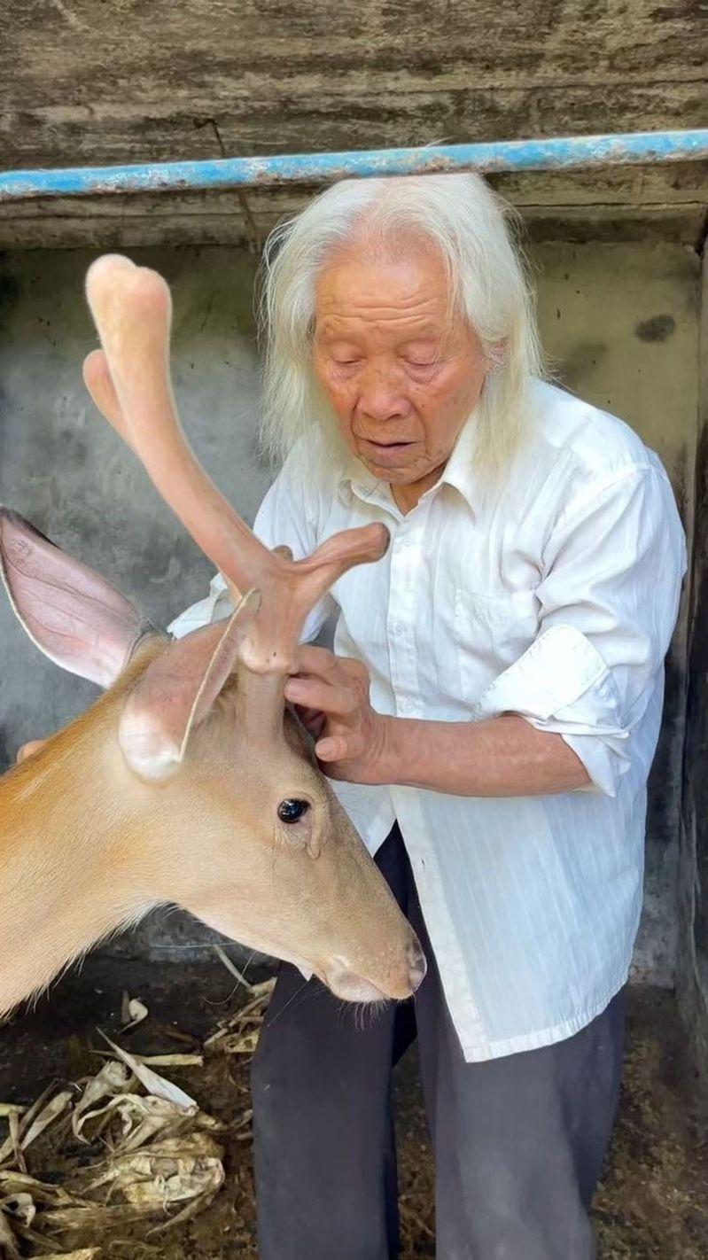 罗应玖在运送清扫动物园的垃圾。（取材自微信）