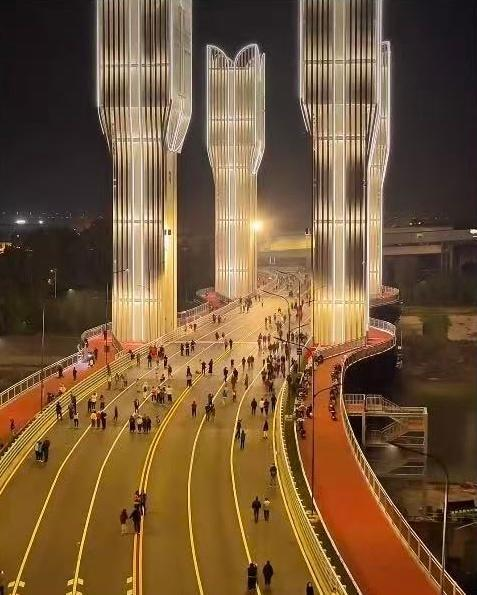 大桥的鸟瞰图。(视频截屏)