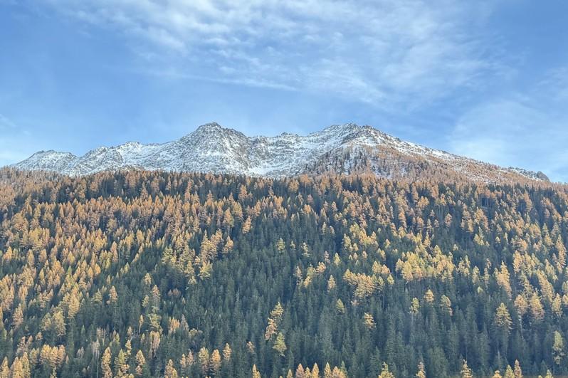 布拉滕(Blatten)五月发生大规模岩石、永冻土与冰河崩塌,造成全村有2公里长被土石流覆没,目前灾区禁止进入,远眺可见土石流覆盖地区。该村重建已成为瑞士今年气候灾难的政府应变范例。(中央社)