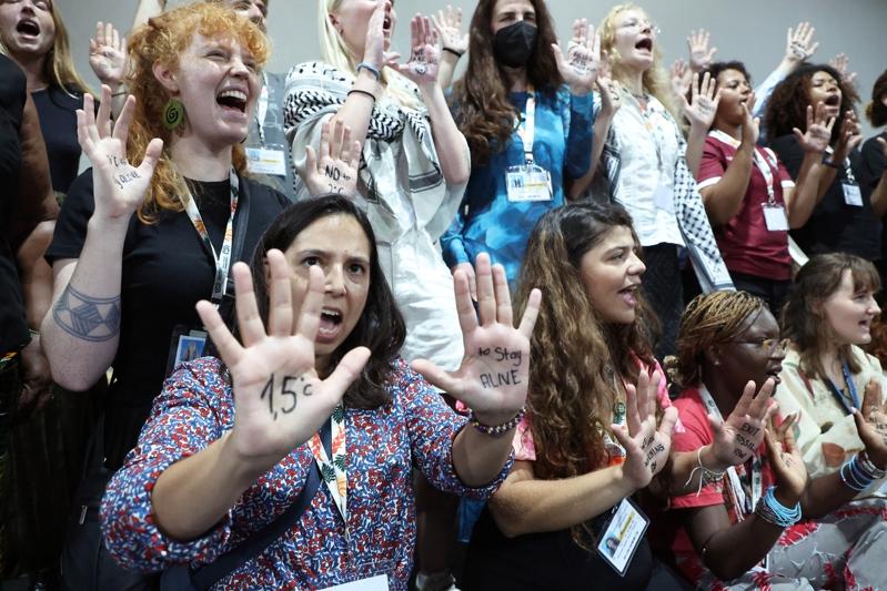 联合国气候峰会最后一天,「逐步脱离化石燃料路线图」成为本届峰会争论焦点,也让谈判陷入僵局,各国谈判代表持续就最后协定开会磋商。特派记者潘俊宏/巴西摄影