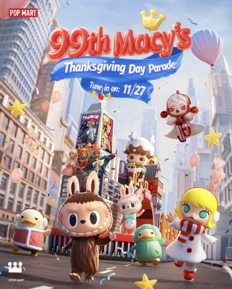 美国纽约梅西百货感恩节游行27日举行，中国潮玩品牌龙头泡泡玛特于该活动首次亮相。(取材自Instagram帐号popmart_us)