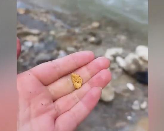 网友发布视频称有人在甘肃燕子河淘金。(视频截屏)