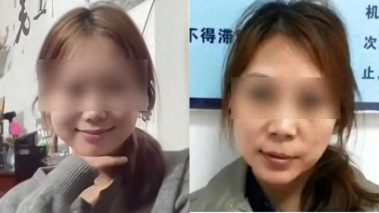 一名主播(左图)模仿死刑犯劳荣枝(右图)，被封号。(取材自红星新闻 )