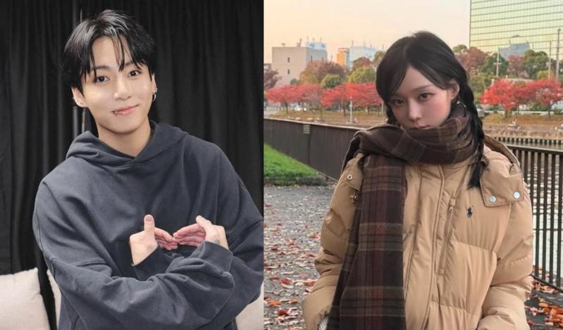 南韩夯团BTS防弹少年团成员田柾国(左)和女团aespa成员Winter(右)被传恋爱中。(取自IG)