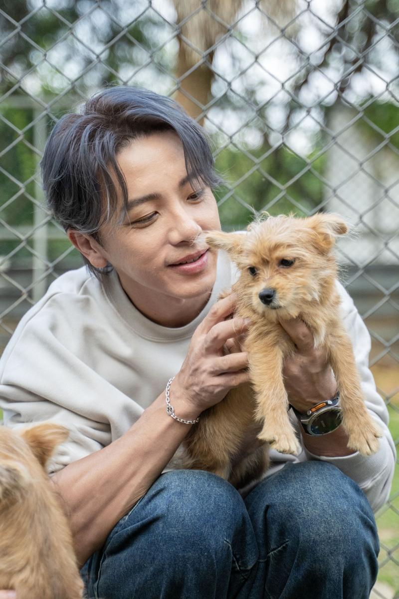 书伟(右)关心流浪动物。图/Hit Fm联播网提供