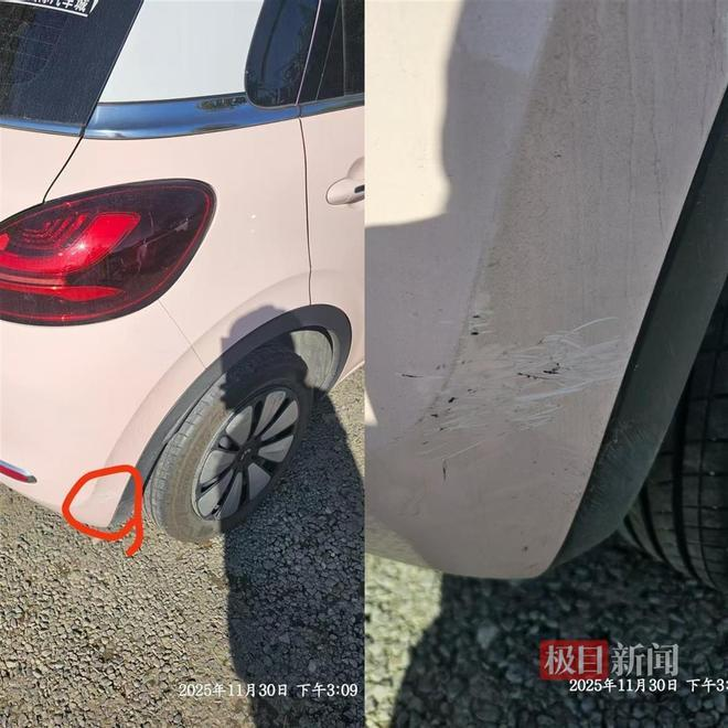 男子深夜画车的监控画面。（视频截屏）