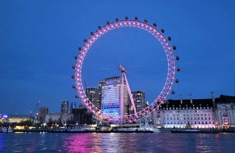 图为伦敦地标、摩天轮「伦敦眼」（London Eye）。(中央社)