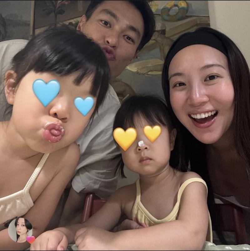 杨祐宁(左上)、老婆阿梅及2个女儿。图/摘自IG