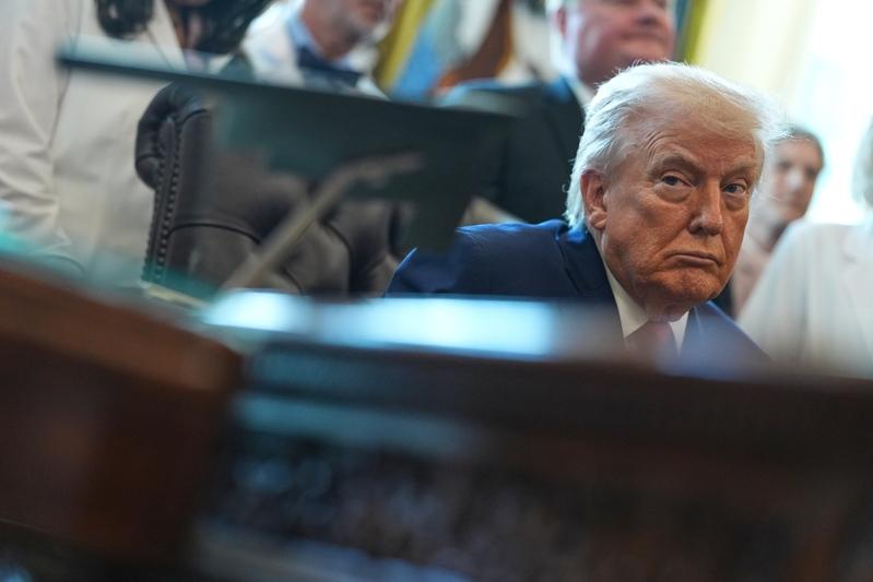 川普18日在白宫。(美联社)