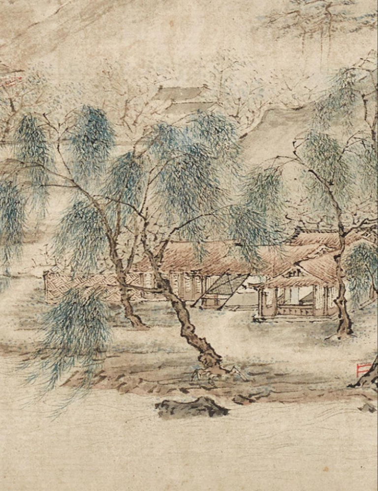 流落拍卖场里的国宝画卷「江南春」 揭开南博文物倒卖疑案 明朝画家仇英的 「江南春卷」(局部)。(取材自澎湃新闻)