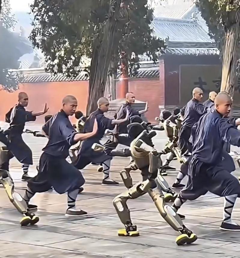 机器人上少林寺学功夫。(取材自大河报)