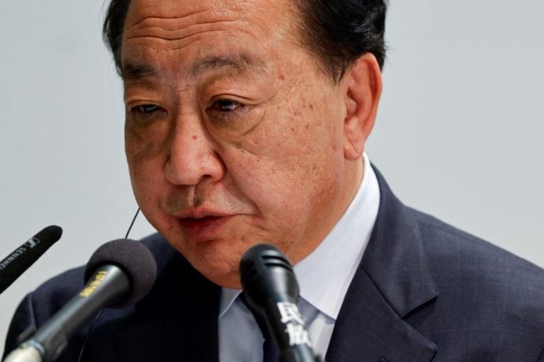 中道联合惨败 49席缩水逾7成 野田佳彦、齐藤铁夫引咎请辞 日本在野中道联合共同代表野田佳彦8日举行记者会发表谈话。(路透)