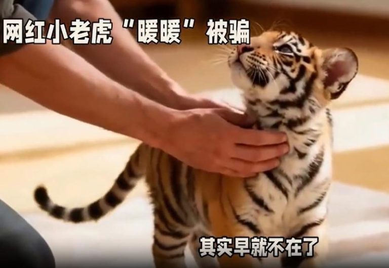 网红东北虎幼崽「暖暖」。（视频截屏）