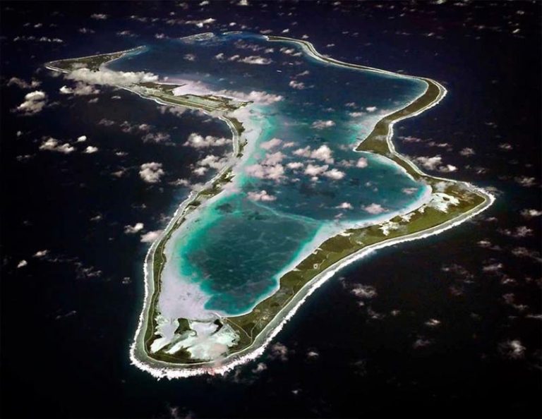 狄耶戈加西亚岛（Diego Garcia）鸟瞰图。美联社