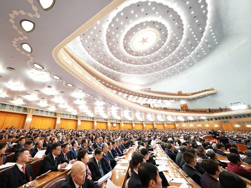 全国政协十四届四次会议会场。(中新社)