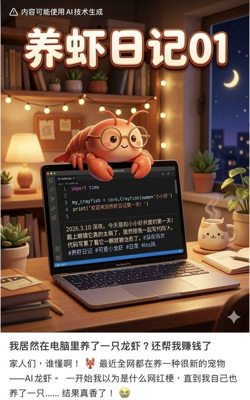 网友分享的「养虾日记」。(取材自小红书)