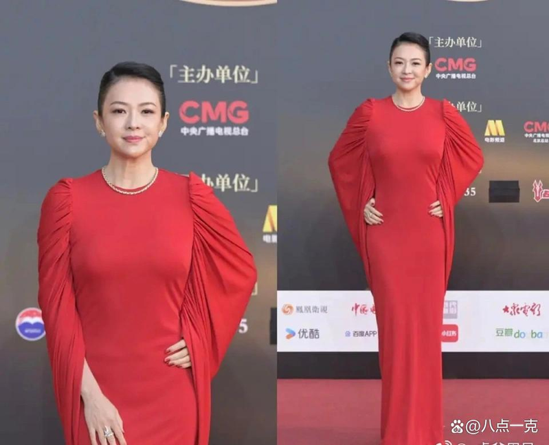 章子怡亮相红毯,被指满脸疲惫。(取材自微博)