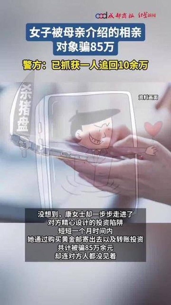 母亲介绍相亲对象…兰州女放下戒心 交往1个月被骗85万 兰州一名单身女与母亲介绍的相亲对象通过网络联系后,一步步走进了对方设计的投资陷阱,被骗85万余元人民币。(视频截屏)