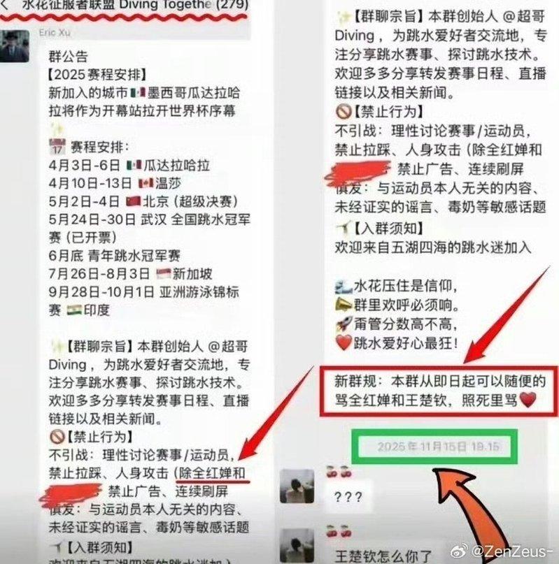 群组明确规范可以随便骂全红婵。(取材自微博)