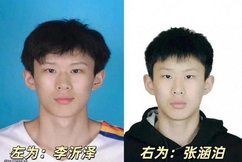 李沂泽篮协官网头像(左)、张涵泊篮协官网头像(右)。(取材自央视新闻)