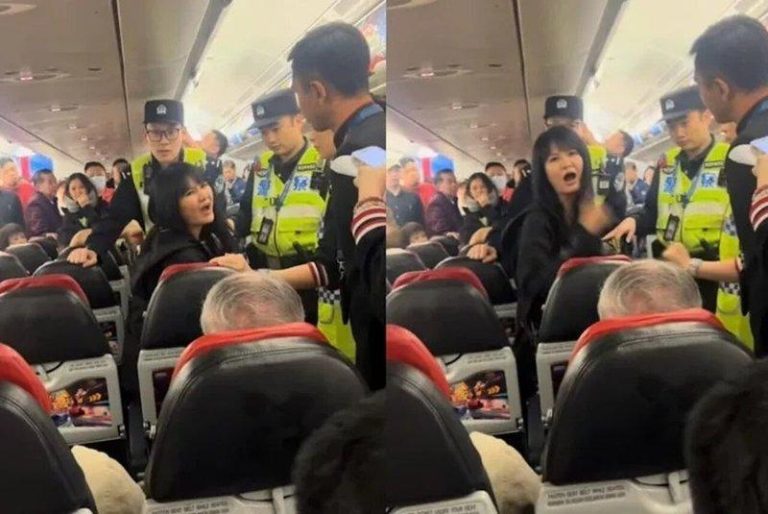中国女大闹亚航 骂空姐「不讲中文」 延误1小时…下场惨 中国女子搭乘亚航时与邻座乘客爆冲突。(视频截屏)