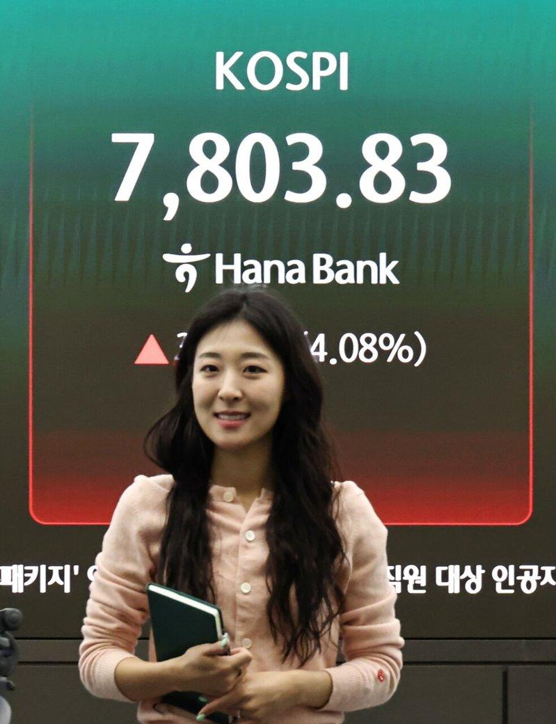 南韩Kospi指数周一一度大涨5.1%,再创历史新高。(欧新社)