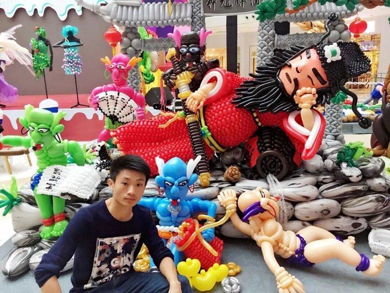 徐登勇的气球作品。(取材自极目新闻)