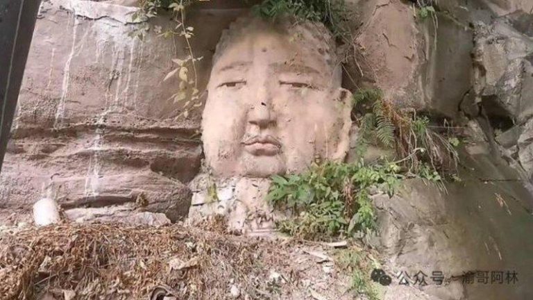 重庆「萌感」佛头暴红 雕刻者:不是文物 尚未完工 「网红佛头」近景。 (取材自封面新闻)