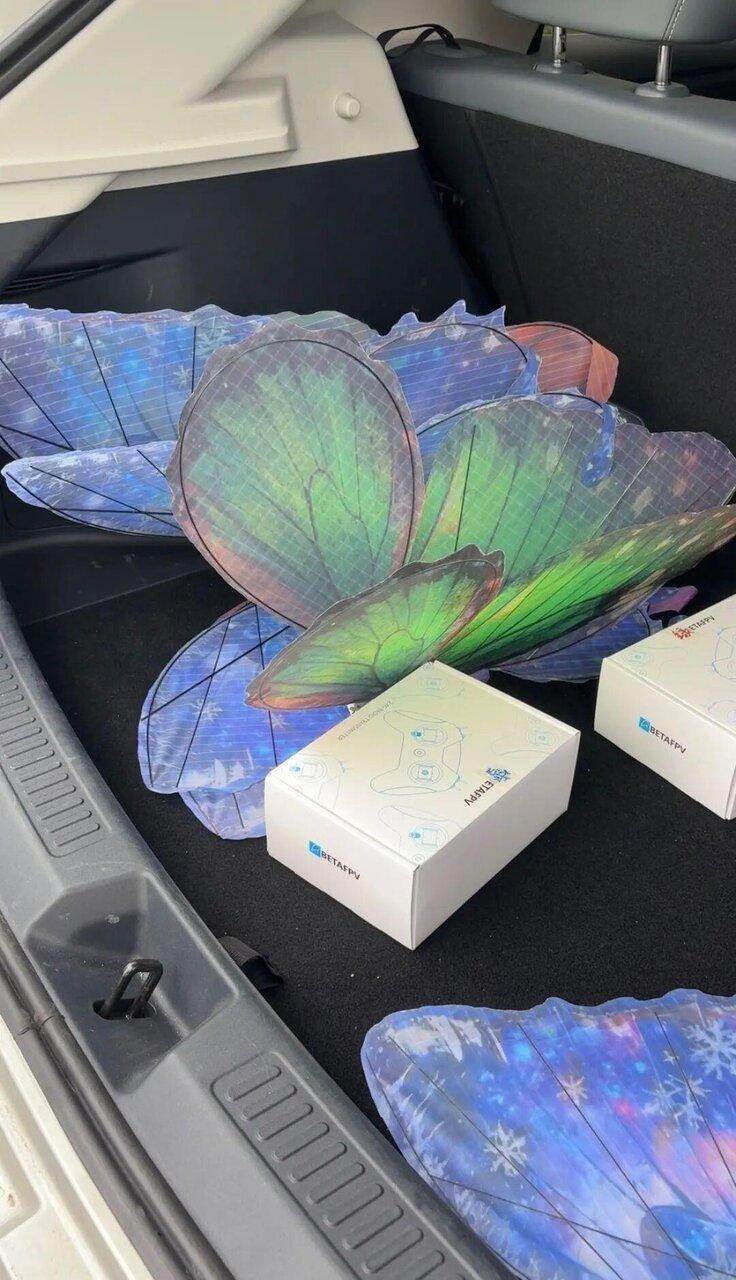 在艾雨庆车厢里,摆满了成品仿生蝴蝶和配套遥控器。(取材自上观新闻)